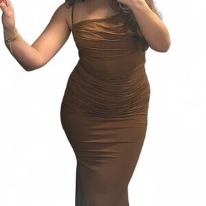 Amazon One Shoulder Brown Dress